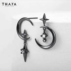 Thaya Original Design Star and Moon Earrings S925 Silver Needle Studs Earring For Women Vintage Earring Fashion Crystal Jewelry
