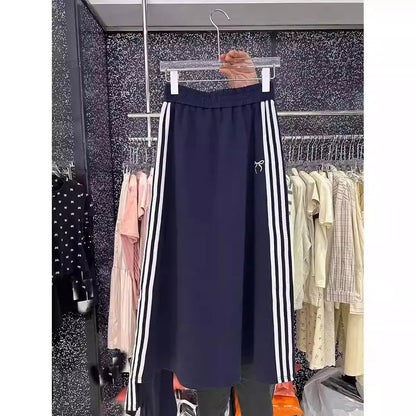 Oversized summer bow embroidery set women's short sleeve T-shirt + high Fanny pack hip skirt two-piece set SS69