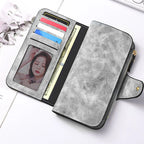 ZeAiLi Long PU Leather Clutch Wallet with Animal Paw & Butterfly Print