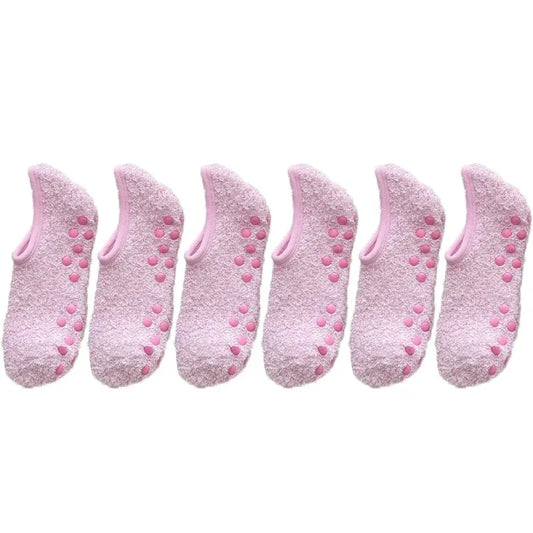 1/3Pairs Thickened Plush Socks Women Winter Warm Coral Fleece Sox Sleeping Slippers Silicone Non-slipInvisible Short Boat Socks