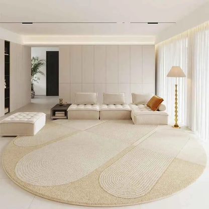 Modern Rugs for Bedroom Fluffy Soft Lounge Rug Thick Cloakroom Round Floor Mat Cream Living Room Decoration Anti-slip Carpet