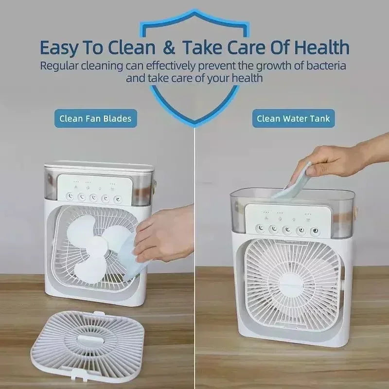 New 3 In 1 Fan AIr Conditioner Household Mini Air Cooler LED Night Light Portable Humidifier Air Adjustment Fan Office Home Fan SS69