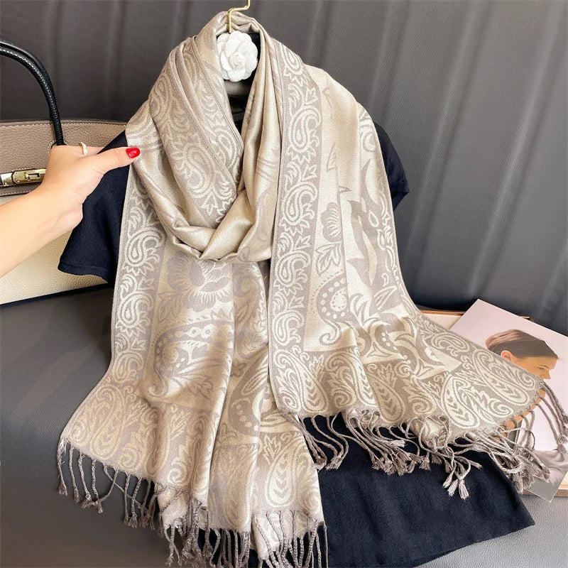 Luxury Brand Autumn Cashmere Pashmina Shawl Lady Wrap Warm Winter Scarves Design Print Female Foulard Cotton Stoles Scarf 2023 SS69 13.69 T096-20
