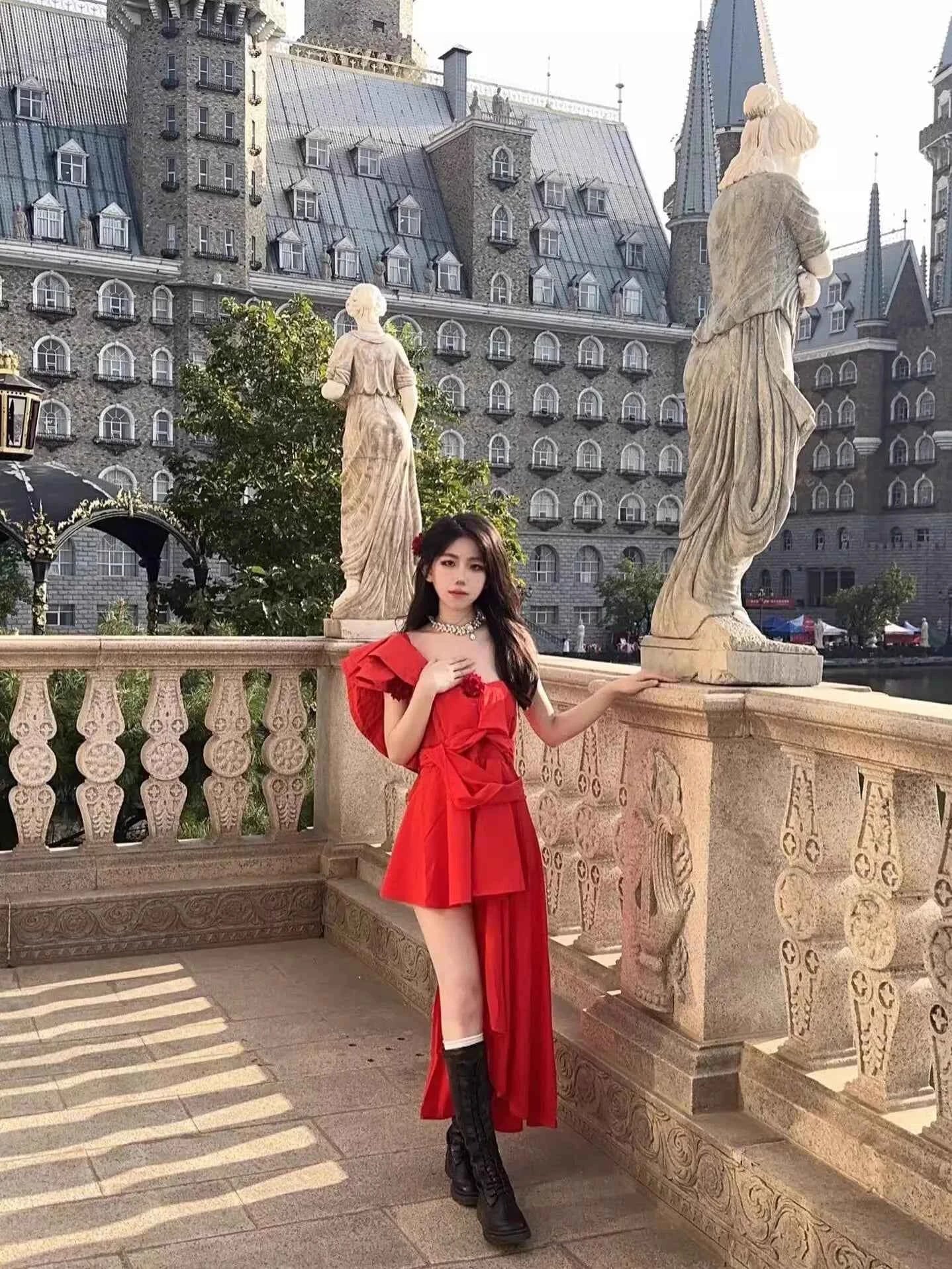 K-pop Jennie Stage Cosplay Outfit Women Red Dress Concert Outfits Festival Women Clothing Secy Performance Costume Dropshipping