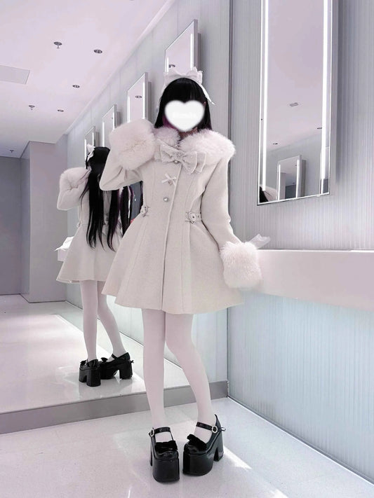 Original Japanese Mass-Produced Lace Jackets Girls Women Cute Bow Waist Cinch Heavy Drill Button Slim Fit Elegant Black Coat