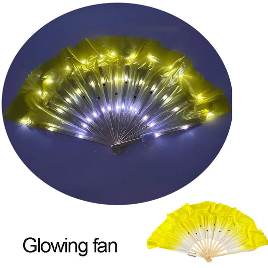 Beautiful Costumes Accessory Props Hand Fans 7 Colors For Choice Men Women Cool Decorative Glow Fan Light Up Disco Dance Night SS69 20.69 13inches fan 07 / one size