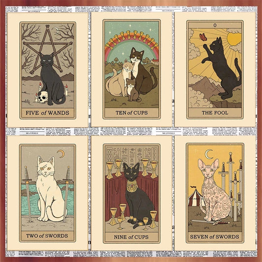 Vintage Cat Card Art Poster Canvas Printing Fashion House Home Furnishings Rural Villas Decoration Aesthetics Natural Canvas Art SS69