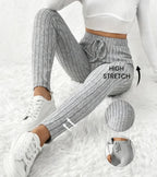 Women's Spring Casual Every Day Stretchy Leggings Solid Color Sports Pants with Elastic Waist Comfortable Stylish Casual Wear