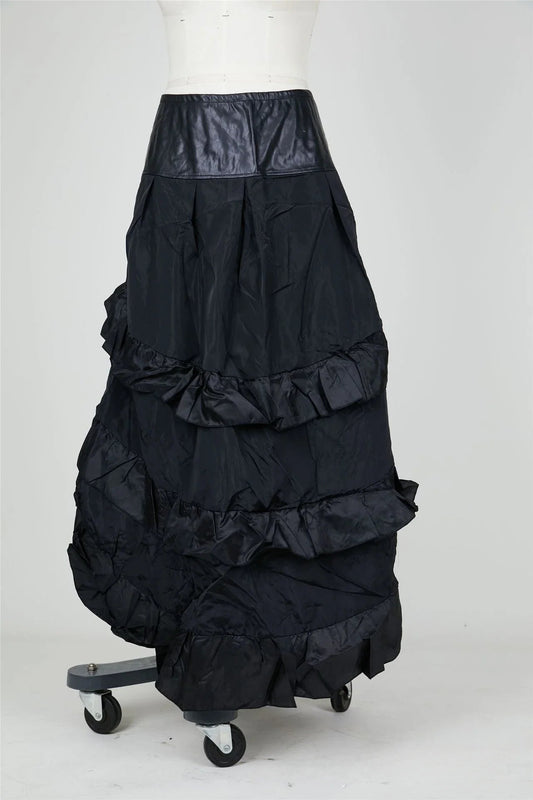 Cosplay Vintage Steampunk Dress Victorian Medieval Ruffled Satin Lotus Trim Gothic Skirts Women Corset Skirt Pirate Costumes SS69