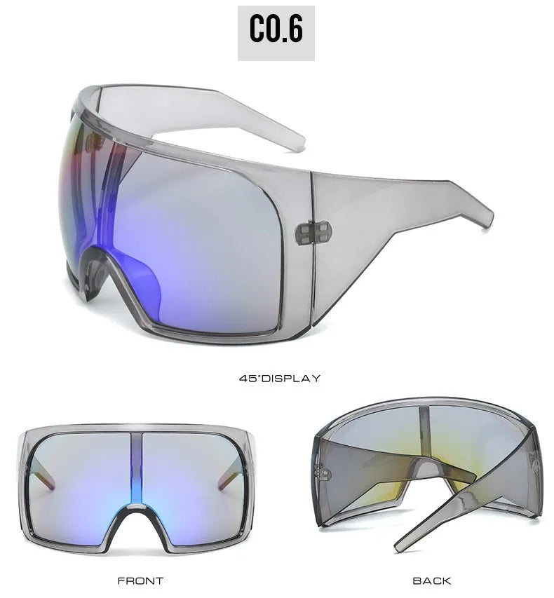 Oversized Punk Shield Sunglasses Women Men Big Frame 2024 Luxury Brand Steampunk Mask Sun Glasses For Ladies Sports Goggle UV400 SS69