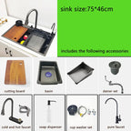 CKWS 304 Stainless Steel Waterfall Kitchen Sink with LED Display