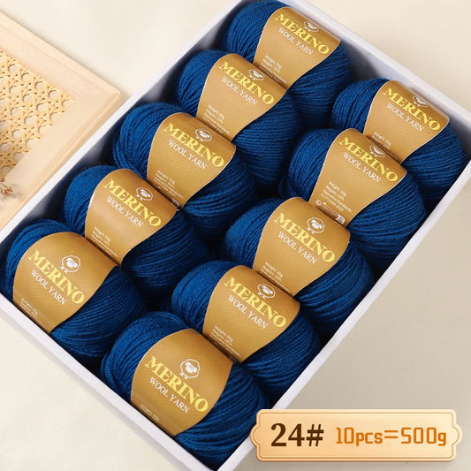 500g of High-Quality 212 Medium-Fine Alpaca Wool Yarn, Suitable for Knitting Sweaters, Scarves, and Hats, 10 Skeins/Pack