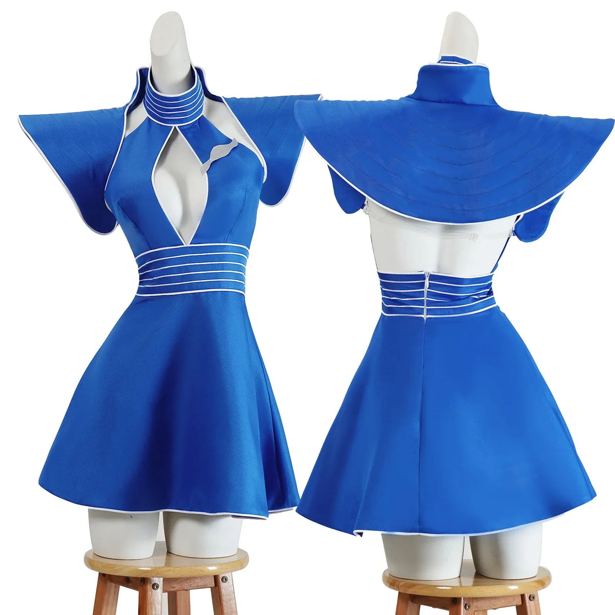 Classic Britney Blue Flight Attendant Uniform Cosplay Costume Retro Stewardess Themed Outfit For Halloween Carnival Masquerade