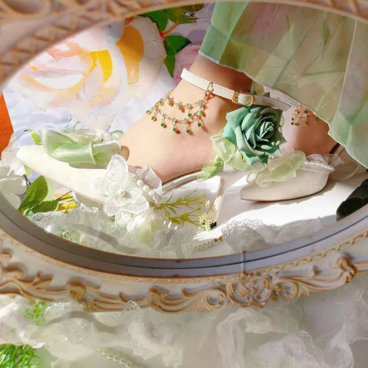 Heeled sandals shoes woman 2025 trend Elegant woman heels lolita shoes Party shoes woman bridal heels white wedding shoes women