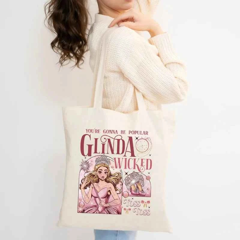 Wicked The Musical Canvas Tote Bag Glinda Elphaba Inspired Musical Lover Gifts Shopping Bag Musical Theater Fans Gift Handbag