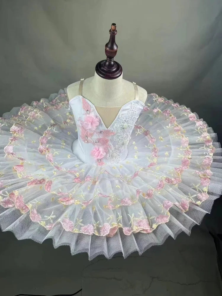 XiuLou Women Professional Ballet Tutu Dress with Lace Applique Performance