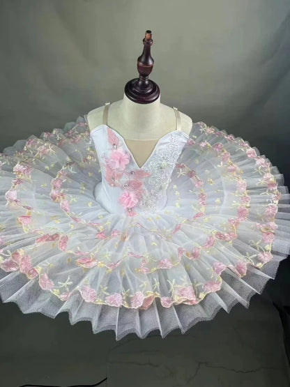 XiuLou Women Professional Ballet Tutu Dress with Lace Applique Performance