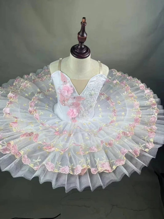 XiuLou Women Professional Ballet Tutu Dress with Lace Applique Performance