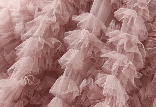 Fashionable Tiered Tulle Maxi Skirt for Women 2024 New Elegant High Street A Line High Waist Mesh Long Skirt Female Pink
