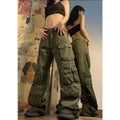 BiggOrange Women's Wide Leg Cargo Pants with Multi-Pocket Design