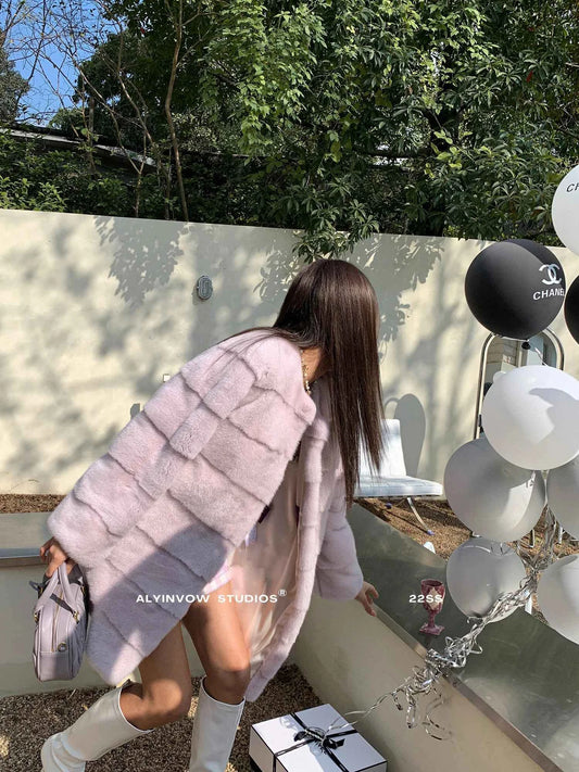 HDHOHR 2025 New 100% Real Mink Fur Coat Women Fashion Essential Natural Mink Fur Jackets Warm Royel Blue Winter Fur Coat