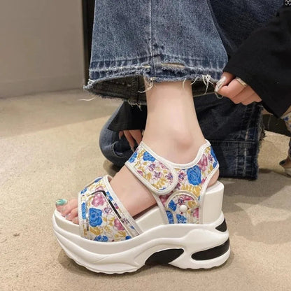 Platform Sandals Female 2024 Summer Fashion Peep-toe Shoes Character With High Heel Muffin Daddy Leisure Sports Sandals Female SS69