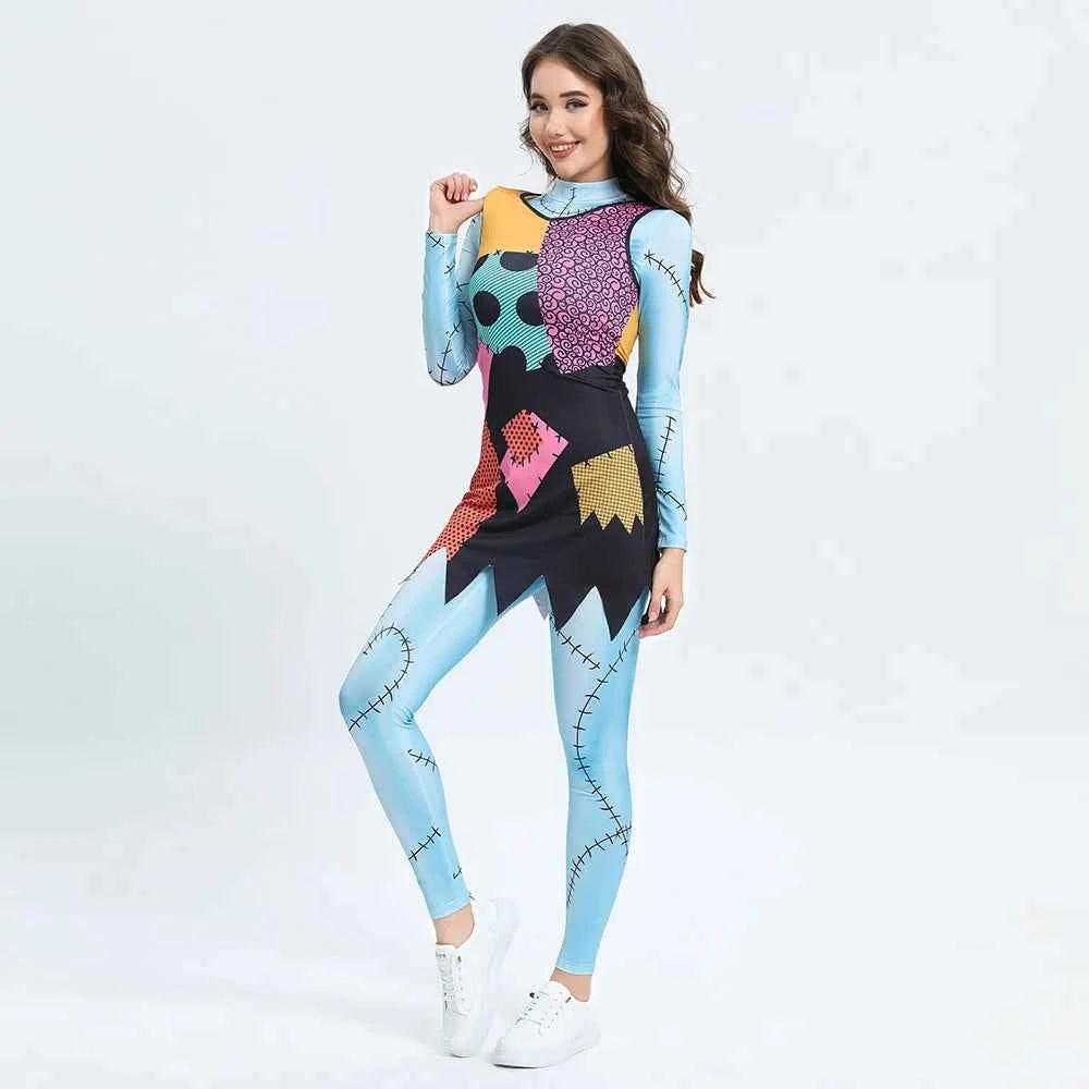 [You're My Secret] Nightmare Christmas Sally Cosplay Costumes Sets Disguise Jumpsuits Carnival Party Zenti Bodysuit Oufits