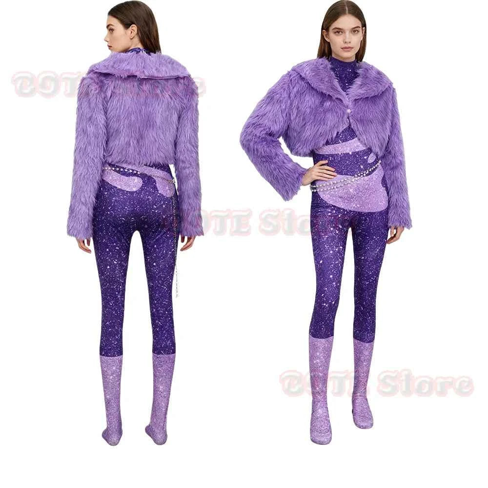 Cartoon Zoo 2 Gazelle Cosplay Purple Plush Coat Jumpsuit Costume Set Adult Kids Girls Halloween Clothes Carnival Party Outfits