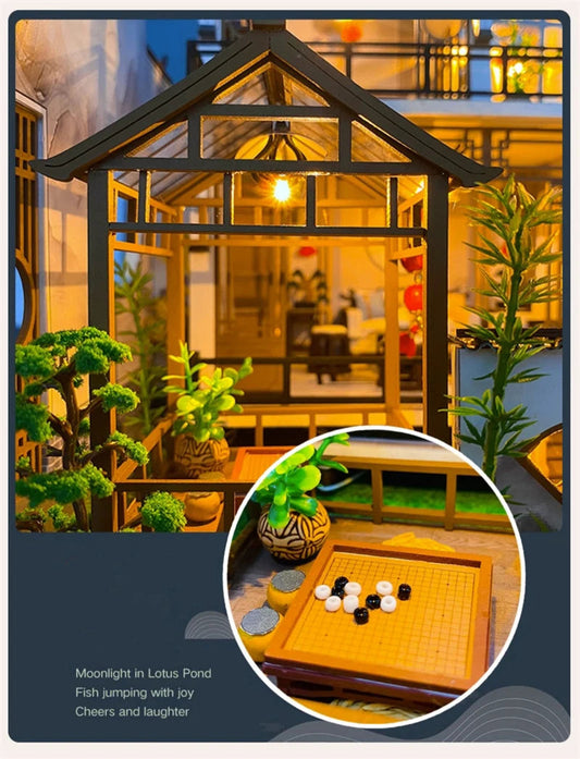 NEW DIY Wooden Doll Houses Japanese Ancient Casa Miniature Building Kits with Furniture Led Dollhouse for Adults Christmas Gifts SS69