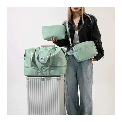 3PCS nylon travel bag set, large-capacity fashionable luggage bag, sports and fitness bag crossbody bag, suitable for daily use