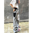 Women's Gothic Y2k Baggy Denim Jeans - Grey Distressed Wash