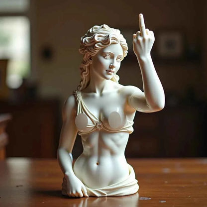 Vienna Goddess Statue With Vertical Middle Finger Resin Craftsmanship 3d Mocking Goddess Ornament For Home Decor