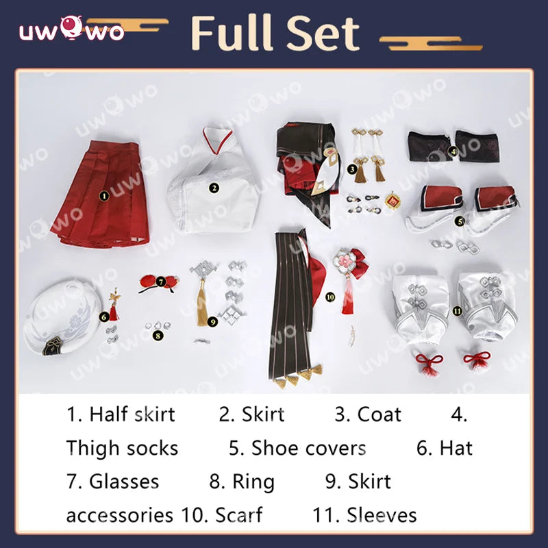 UWOWO Hutao Cosplay Collab Series: Game Genshin impact Hutao Cherries Snow Laden outfit Lantern Rite Cosplay Costume