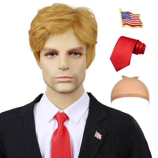 SS69 Synthetic Blonde Layered Straight Wig for Adult Cosplay Heat Resistant