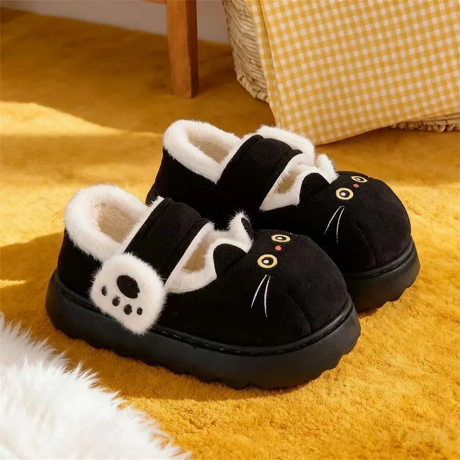 New Adorable Kitty Claw Slippers Women's Home Shoes Non Slip Furry Mules Female Fashion Warm Fluffy Slides Outdoor Cat Slippers