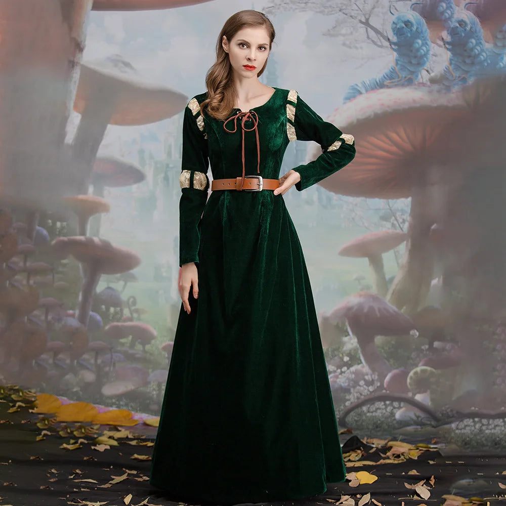 Princess Merida Brave Cosplay Court Dress Set for Women