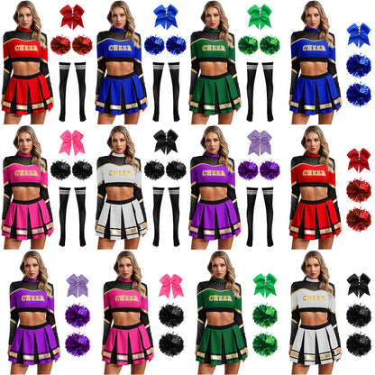 SS69 Women Cheerleading Performance Costume Set with Crop Top and Skirt
