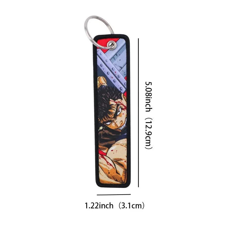 Sword Wind Legend Anime JOJO Wonderful Adventure Weaving Mark Keychain Sword Wind Legend Decorative Chain Fabric Key Pendant