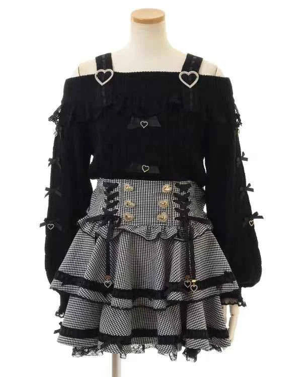 Original Japanese Mines Lolita Strap Skirts Women High Waist and Thin Frilly Pleated Skirt College Style Liz Girl Plaid Skirt