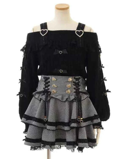 Original Japanese Mines Lolita Strap Skirts Women High Waist and Thin Frilly Pleated Skirt College Style Liz Girl Plaid Skirt