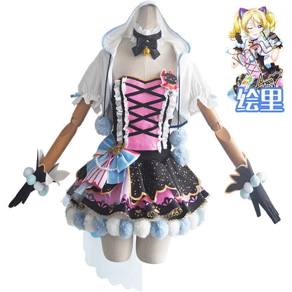 In Stock Anime LoveLive Cat Twin Tail Arcade Game 9 Characters Cosplay Costume Tojo Nozomi Nico Honoka Umi Rin Maki Eli Full Set SS69 155.69 Cat Painting / L