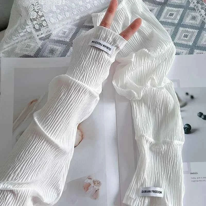 Ice silk sunscreen sleeves, solid color, simple Korean version, driving, cycling, sun shading, UV protection, summer