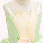 2024 Fancy Princess and Frog Story Cosplay Kid Princess Ball Gown off Shoulder Tiana Deluxe Royal Frock Girls Prom Party Costume