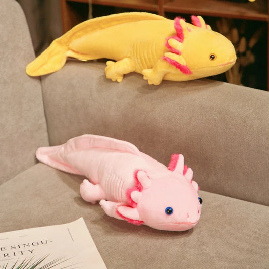45-80cm Kawaii Colorful Newt Plush Toy Stuffed Cute Axolotl Salamander Fuzzy Plush Fish Appeasing Long Pillow Cushion Kids Gift SS69
