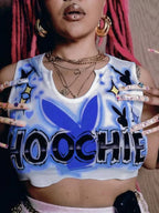 Sexy Letter T Shirts Fashion Cropped Top Printed Sweatshirts Streetswear 2023 Summer Clothes Women Y2K Graphic Tank Tops Tees SS69 22.69 Blue / S
