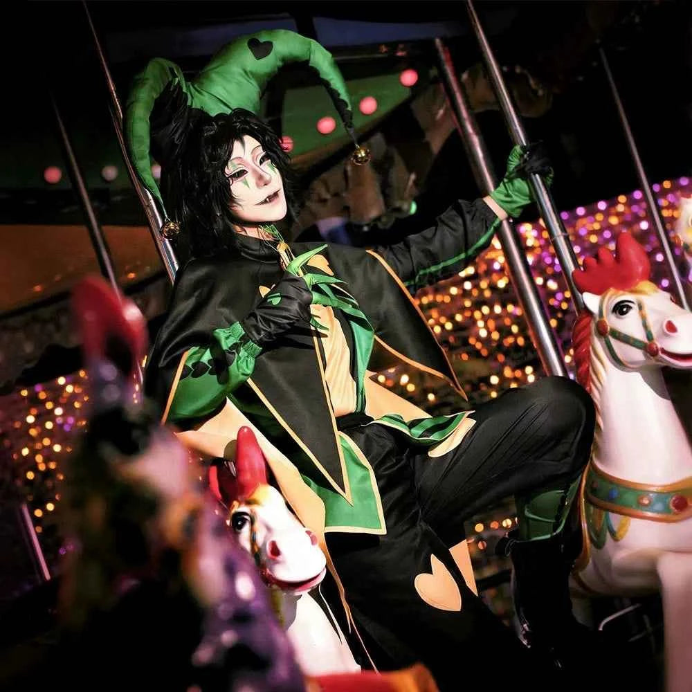 ‌Anime The Freak Circus Harlequin Cosplay Costume Adult Clown Top Pants Full Set Joker Uniform Halloween Carnival Clothes