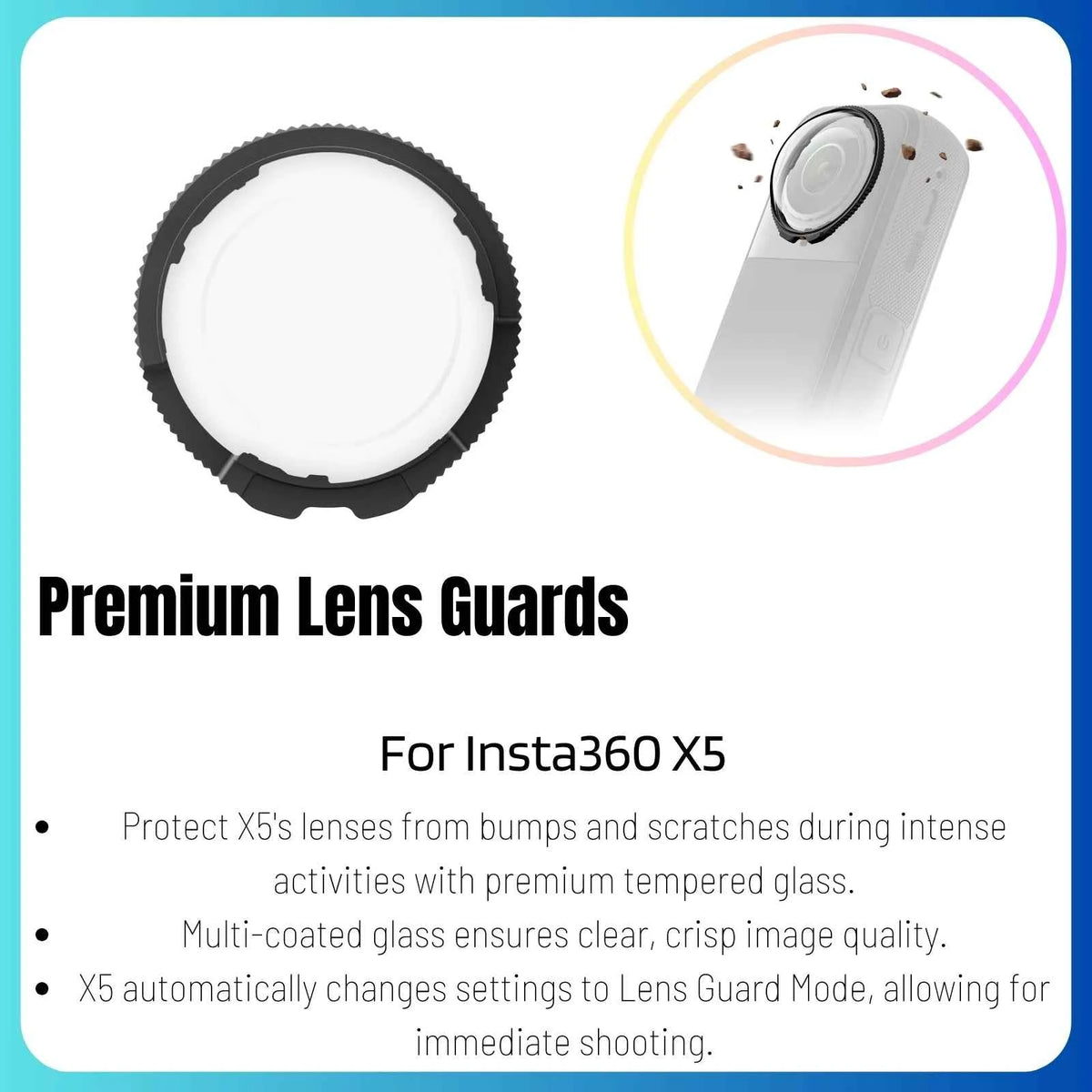 Insta360 X5 Original Accessories Collection Lens Cap Premium Guards Screen Protector Metal Frame Charging Case Battery Pack