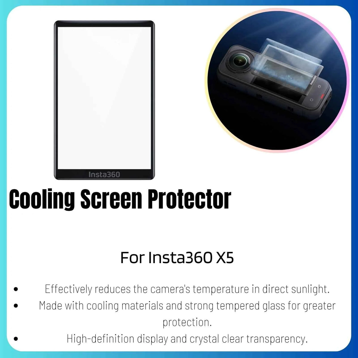 Insta360 X5 Screen Protector Standard or Cooling Tempered Glass Film For Insta 360 X5 Original Accessories