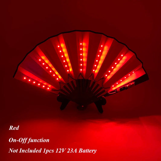 Beautiful Costumes Accessory Props Hand Fans 7 Colors For Choice Men Women Cool Decorative Glow Fan Light Up Disco Dance Night SS69 8.69 8 inches red / one size