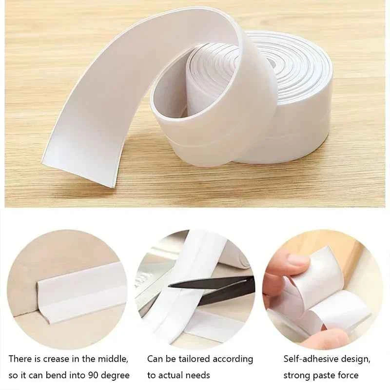 PVC Sealing Tape For Bathroom Bath Toilet Kitchen Caulk Strip Tape Self Adhesive Waterproof Wall Sticker Mold Proof Tapes